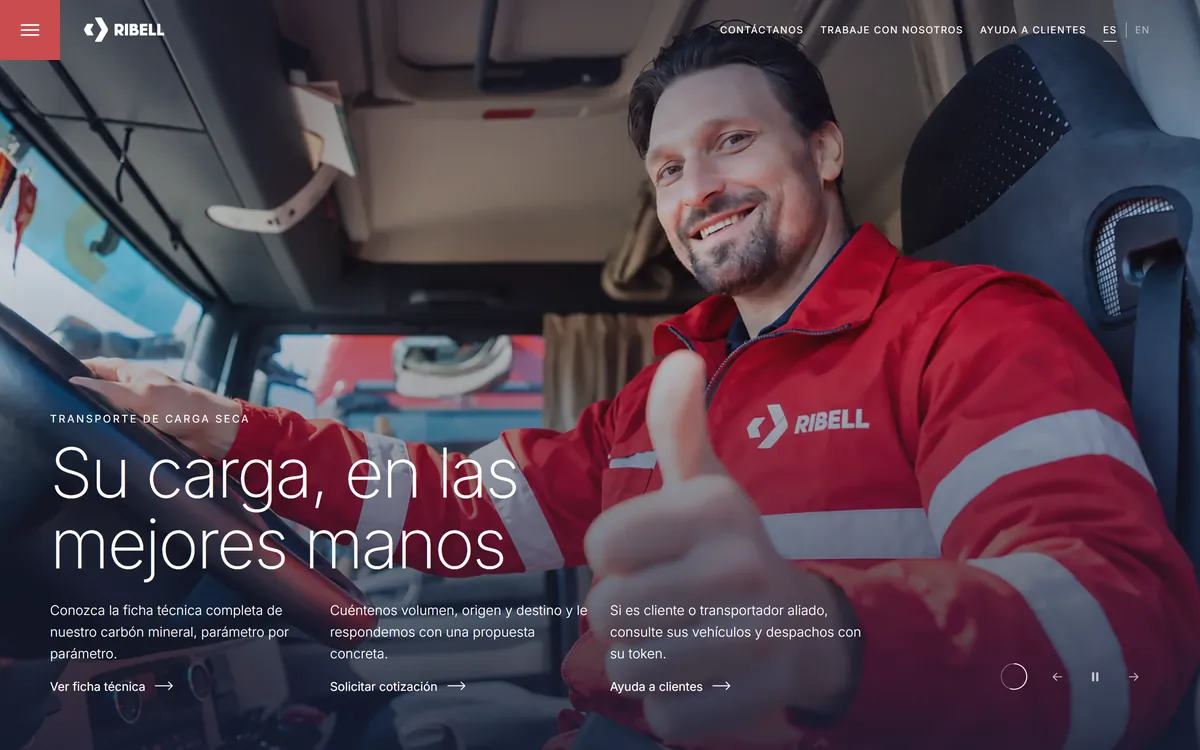Portada del sitio web de RIBELL S.A.S.